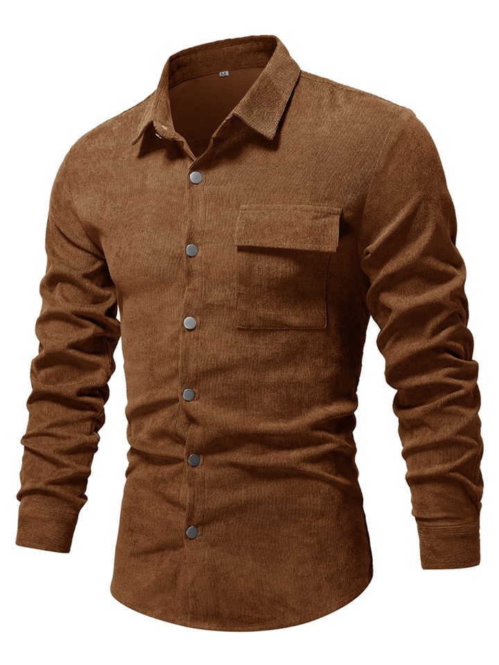Guys Corduroy Flap Pocket Button Up Shirt