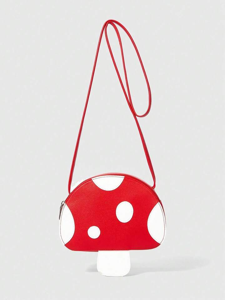 Kawaii Women's Contrast Color Cute Mushroom Shaped Crossbody Shoulder Bag , Cute
