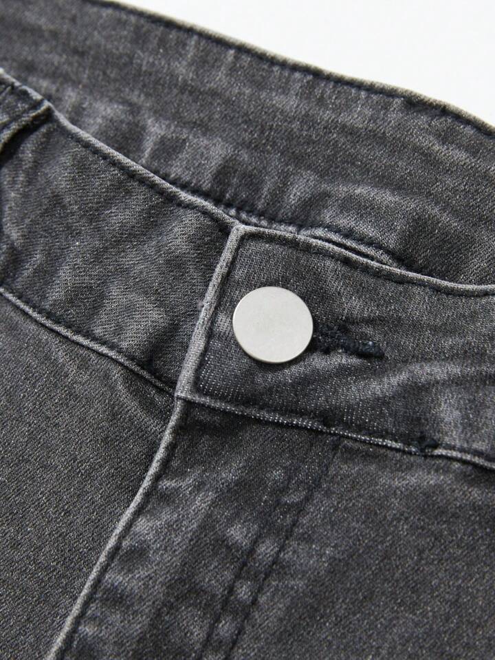 Grunge Punk Men's Casual Distressed Washed Frayed Hem Denim Jeans 4 Grunge Punk Men's Casual Distressed Washed Frayed Hem Denim Jeans