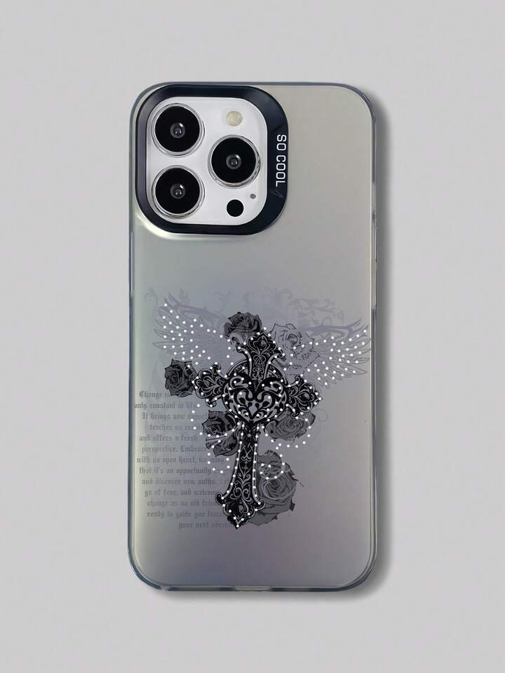 Grunge Punk 1pc Gothic Cross Wing IMD Mobile Phone Case