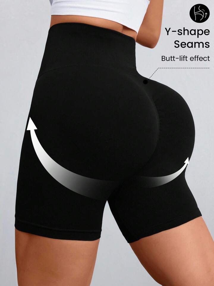 Seamless Wide Waistband Scrunch Butt Sports Shorts Stretchy ShortsWomen Sweat Short, Gym Short, Biker Short