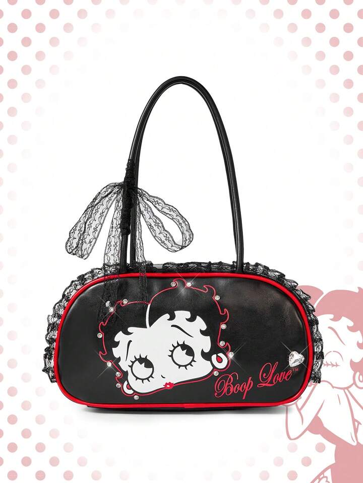 Betty Boop | ROMWE Lace Bow Rhinestone Decor Handbag, Girl & Vintage Style Lover, Personalized Matching Bag For Party & Outing