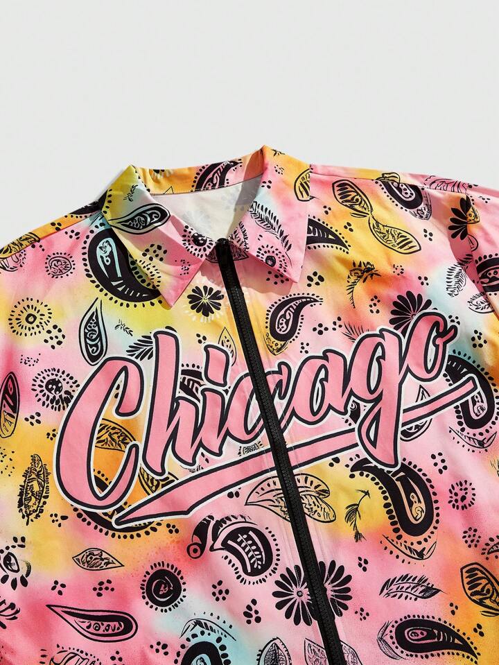 Casual Men's All-Over Print Loose Short Sleeve Button Up Shirt