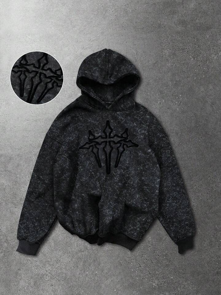 Men's Fashion Cross Pattern Long Sleeve Casual Hoodie