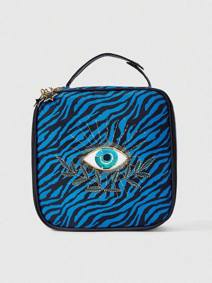 Goth 1 Fashion Leopard Print Embroidered Eye Vine Pattern Handbag, Large Capacity Women's Cosmetic Storage Small Square Bag 1057232