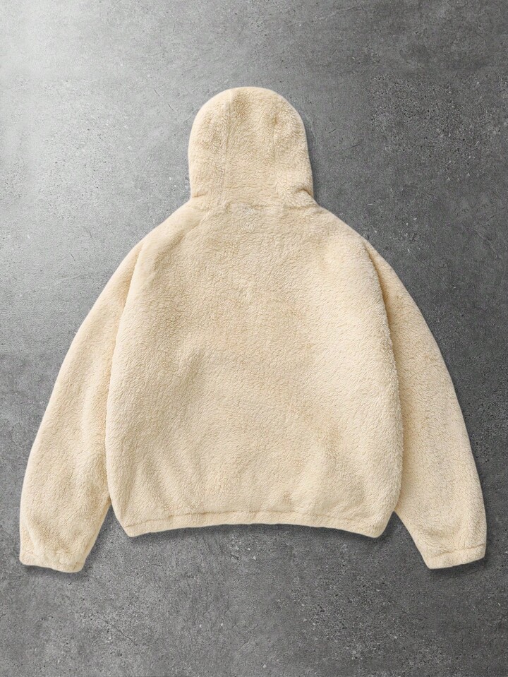 Casual Men's Long Sleeve Jacket, Street Style American Fleece Patchwork Hooded Jacket, Autumn/Winter