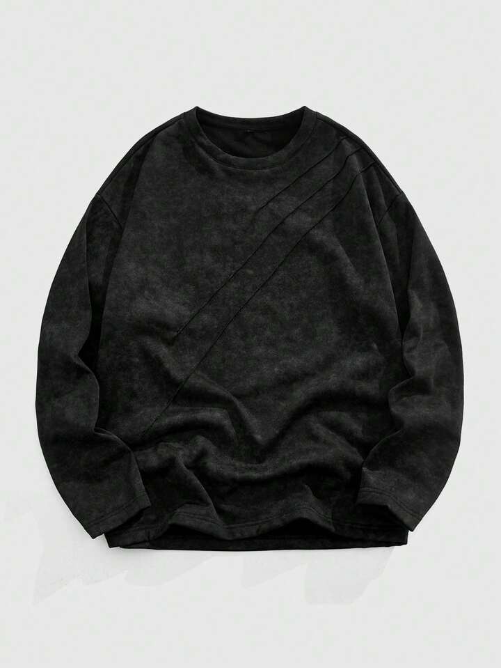Casual Men's Minimalist Pattern Round Neck Long Sleeve T-Shirt