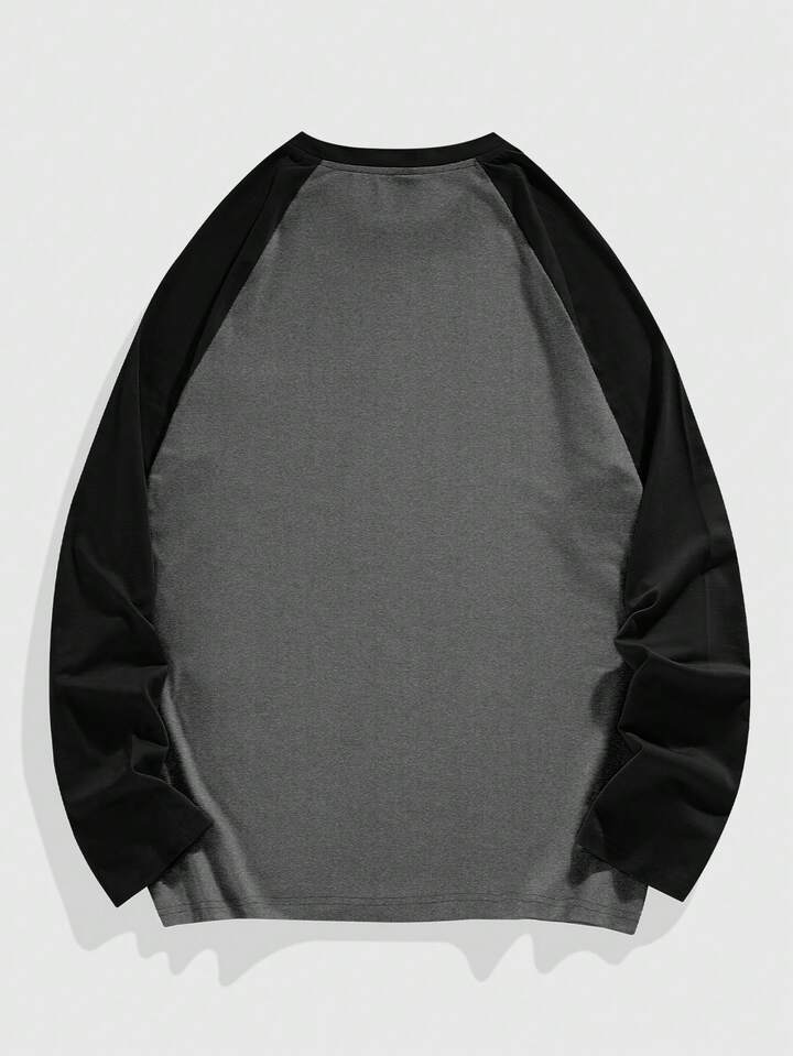 Academia Men's Fashionable Casual Round Neck Long Sleeve T-Shirt