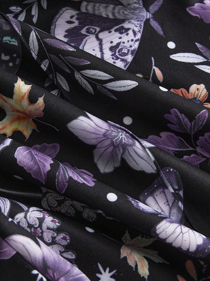 Plus Size Women Fairycore Butterfly & Floral All-Over Print Camisole & Wide Leg Pants 2 Plus Size Women Fairycore Butterfly & Floral All-Over Print Camisole & Wide Leg Pants