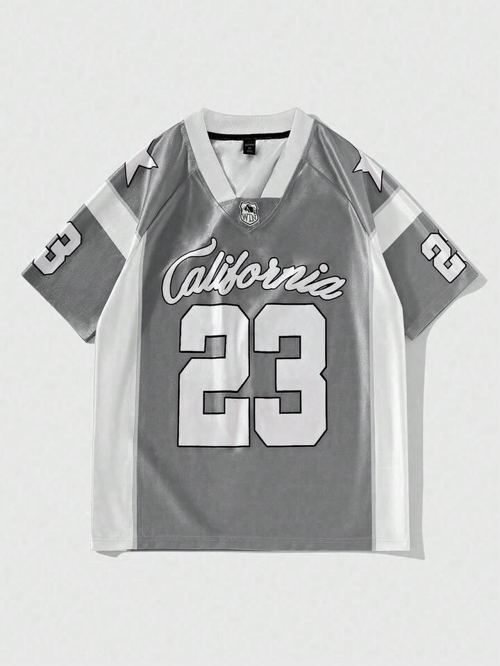 Prep Men's Numeric Print Ice Hockey Jersey Short Sleeve Sports T-Shirt, Summer