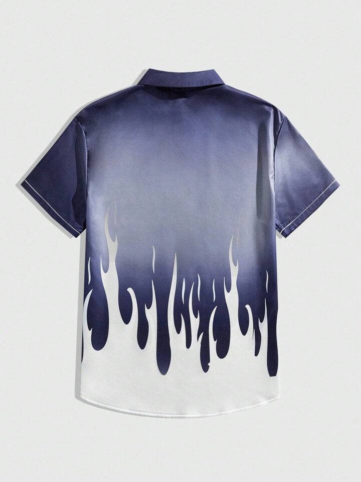 Men's Color-Block Letter Printed Short Sleeve Shirt