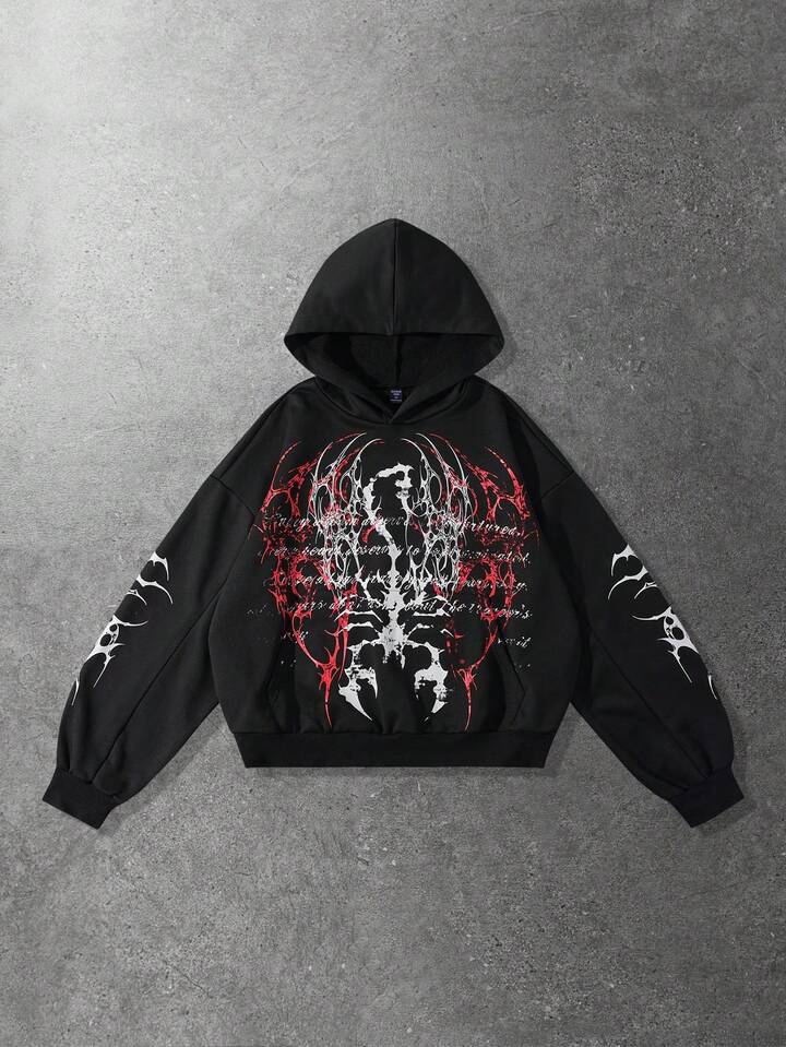 Men's Minimalist Print Long Sleeve Hoodie