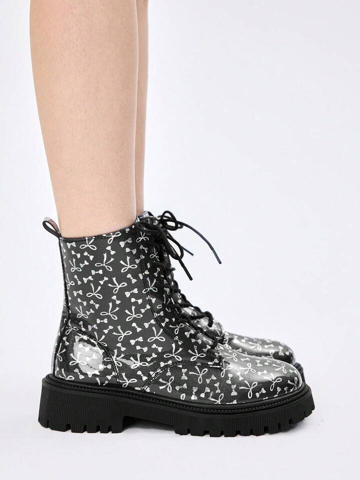 Butterfly Print Thick Sole Casual Ankle Boots, Fashion & Versatile For Autumn/Winter Valentine's Day 5 Butterfly Print Thick Sole Casual Ankle Boots, Fashion & Versatile For Autumn/Winter Valentine's Day