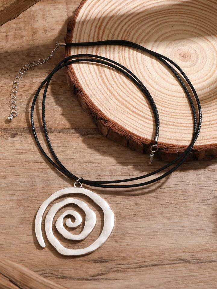 Fairycore 1pc Fashionable Creative Geometric Spiral Pendant Necklace