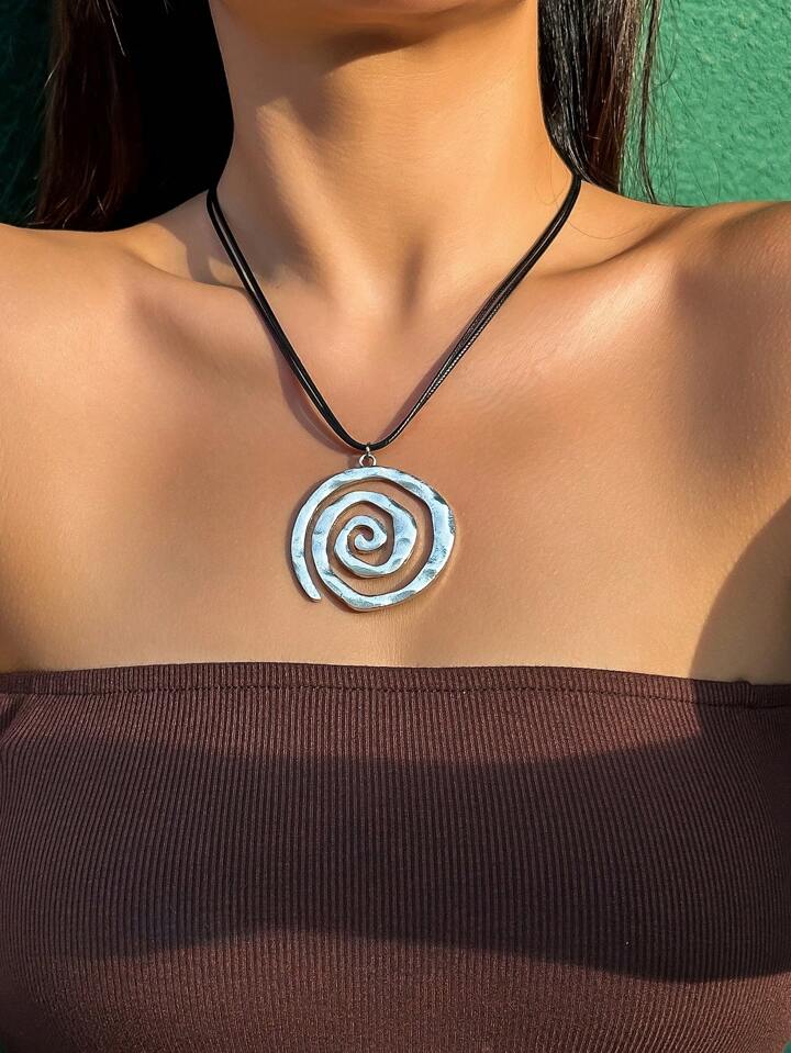 Fairycore 1pc Fashionable Creative Geometric Spiral Pendant Necklace