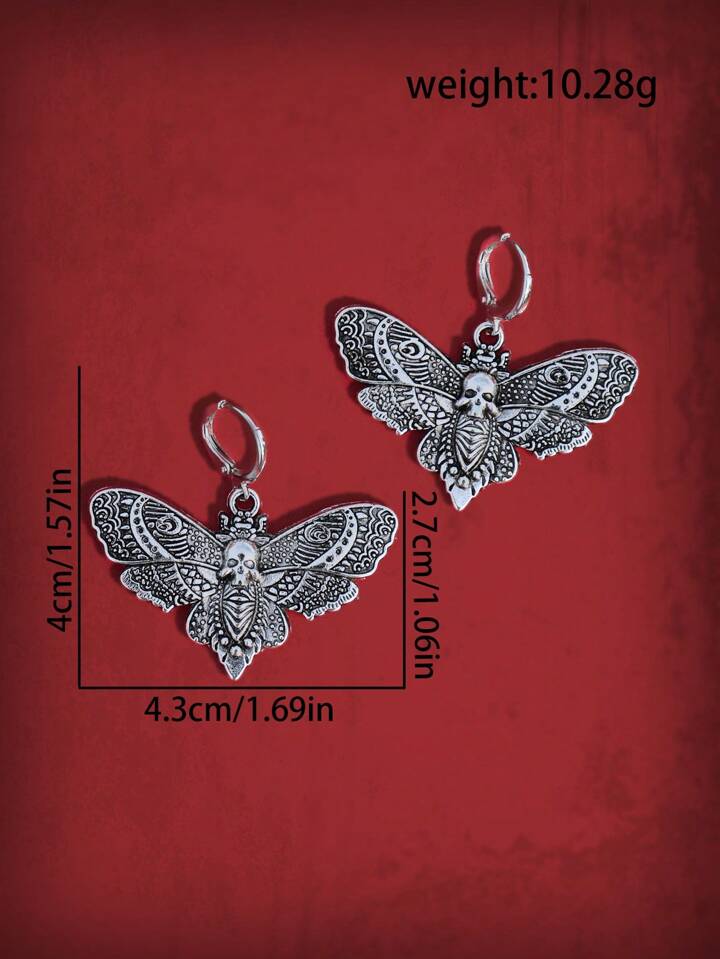 Goth 1pair Fashion Zinc Alloy Skull & Butterfly Drop Earrings For Women For Daily Decoration 3 Goth 1pair Fashion Zinc Alloy Skull & Butterfly Drop Earrings For Women For Daily Decoration