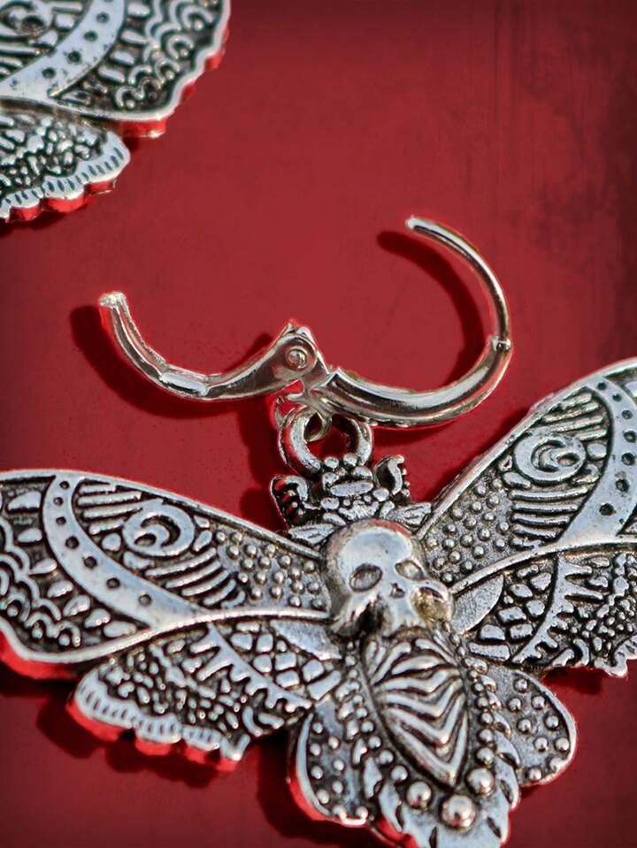 Goth 1pair Fashion Zinc Alloy Skull & Butterfly Drop Earrings For Women For Daily Decoration 4 Goth 1pair Fashion Zinc Alloy Skull & Butterfly Drop Earrings For Women For Daily Decoration