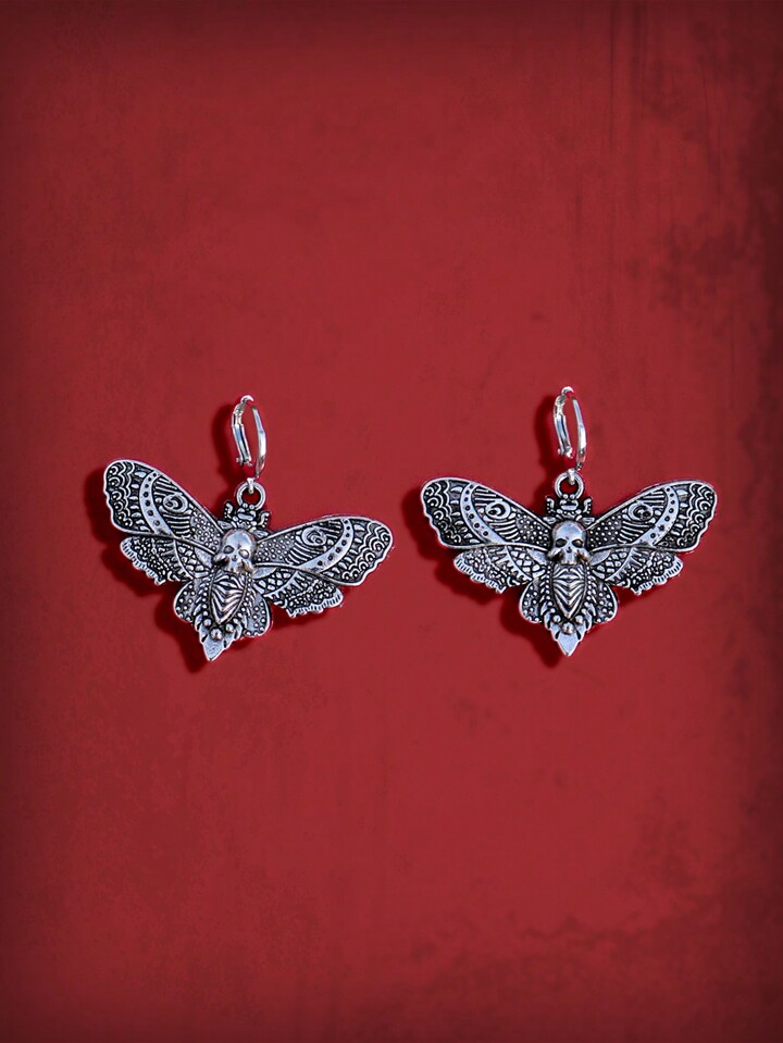 Goth 1pair Fashion Zinc Alloy Skull & Butterfly Drop Earrings For Women For Daily Decoration 5 Goth 1pair Fashion Zinc Alloy Skull & Butterfly Drop Earrings For Women For Daily Decoration