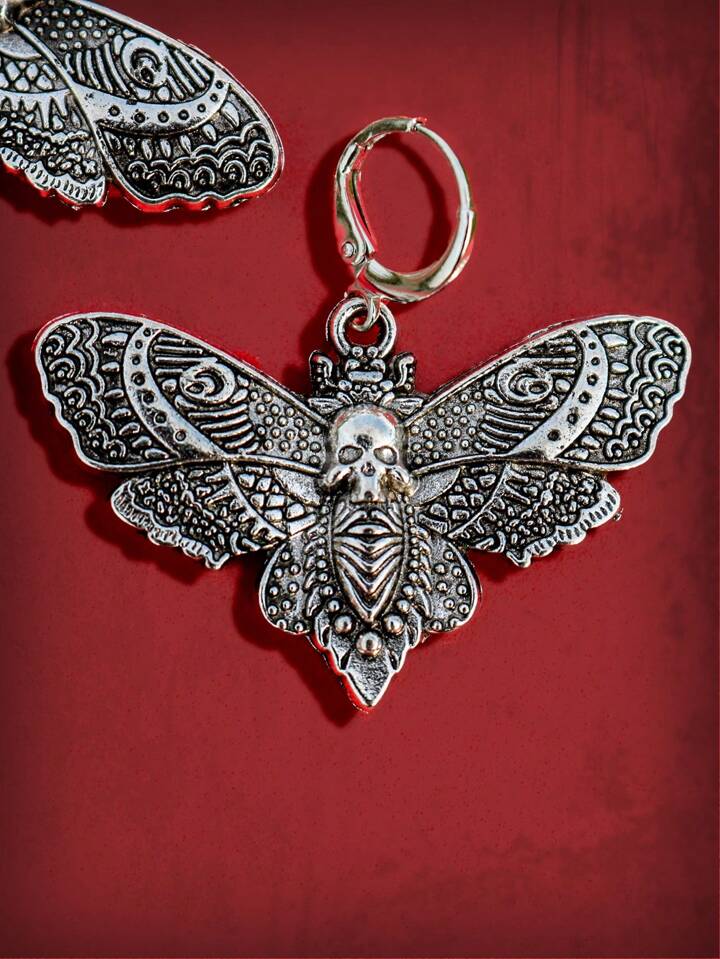 Goth 1pair Fashion Zinc Alloy Skull & Butterfly Drop Earrings For Women For Daily Decoration 6 Goth 1pair Fashion Zinc Alloy Skull & Butterfly Drop Earrings For Women For Daily Decoration