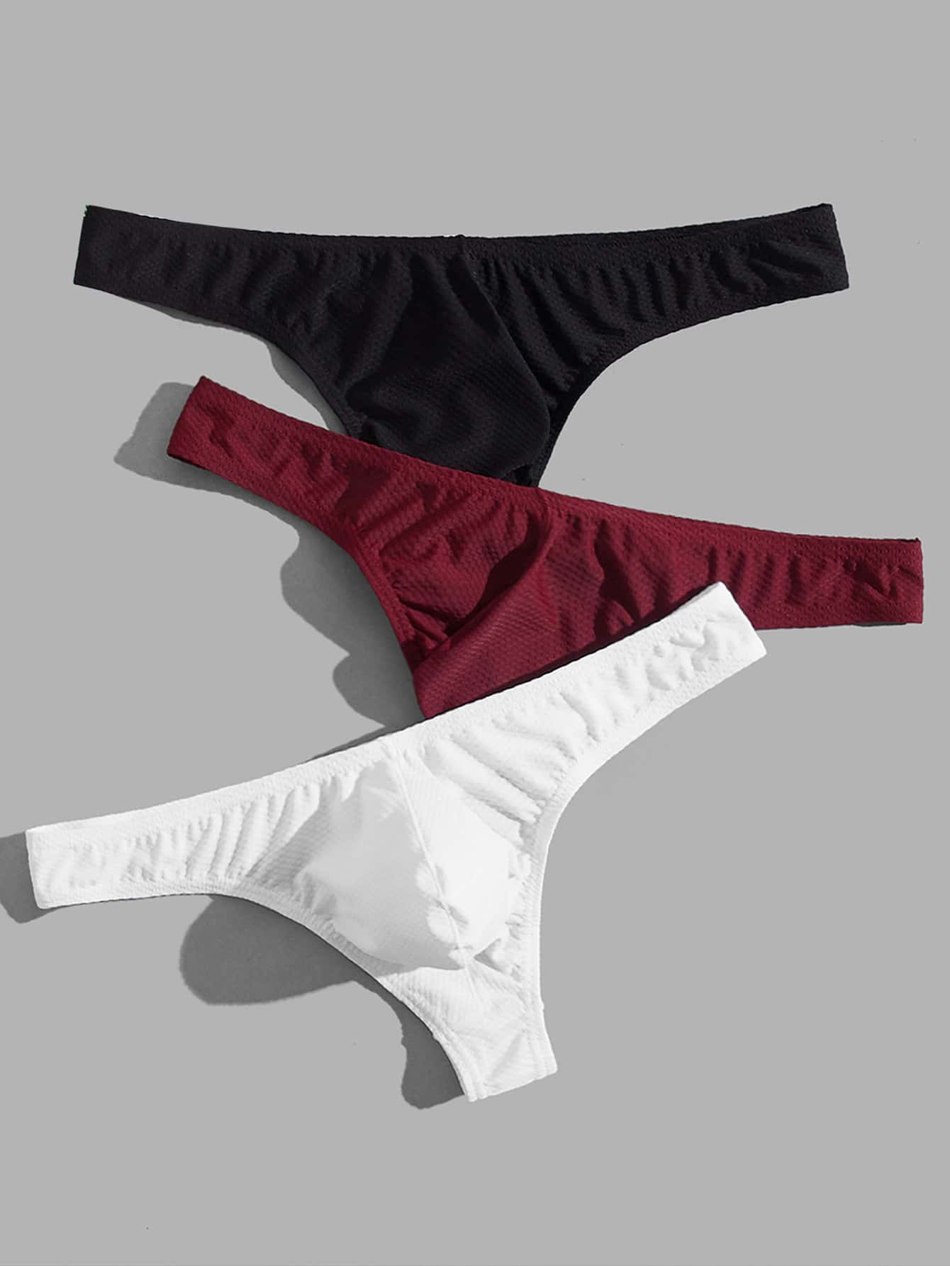 Guys 3pcs Solid Thong
