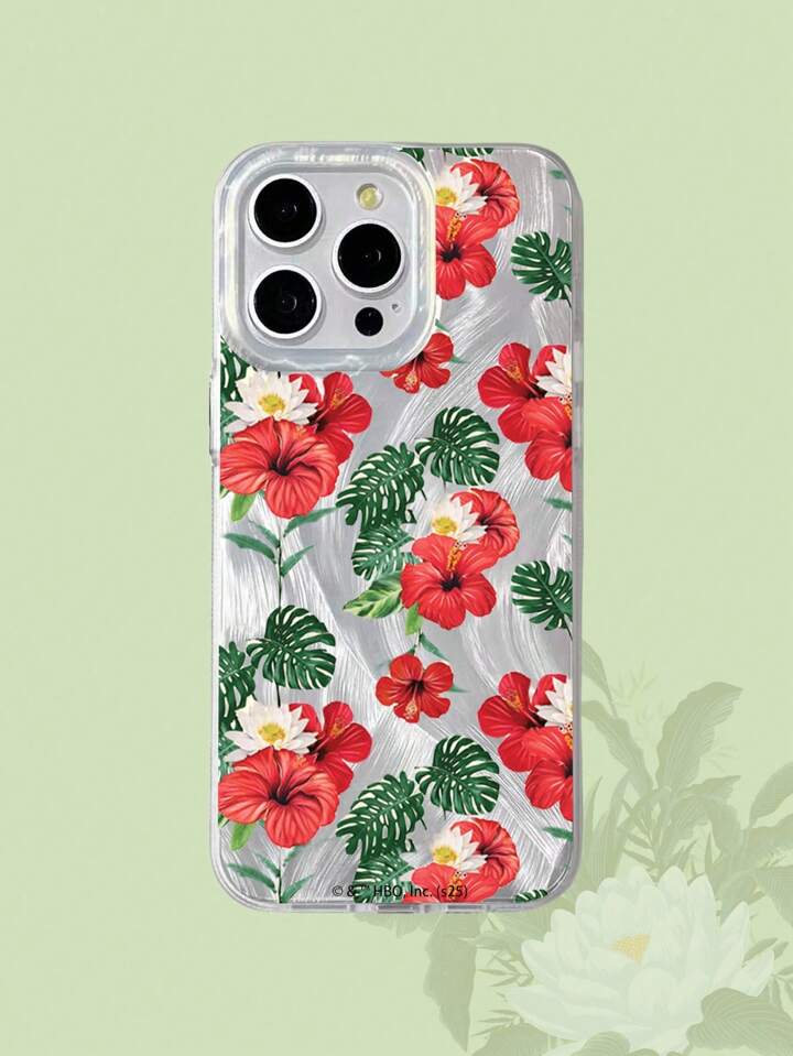The White Lotus 1 Pc Red Flower Pattern Phone Case Compatible With IPhone 11 12 13 14 15 Pro Max 16