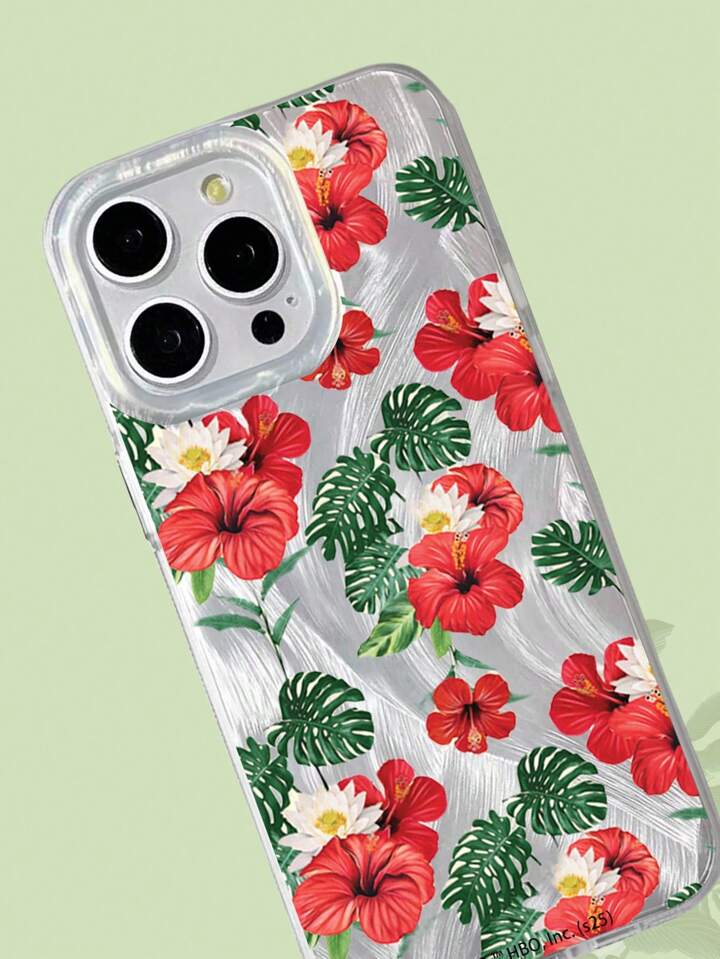 The White Lotus 1 Pc Red Flower Pattern Phone Case Compatible With IPhone 11 12 13 14 15 Pro Max 16