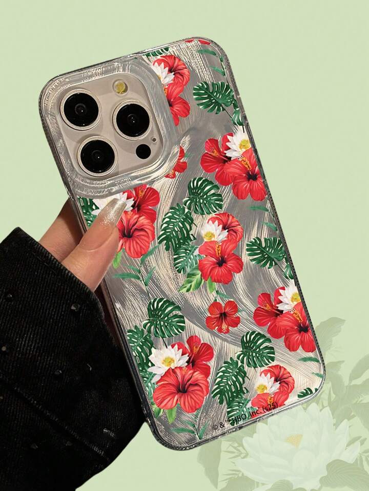The White Lotus 1 Pc Red Flower Pattern Phone Case Compatible With IPhone 11 12 13 14 15 Pro Max 16