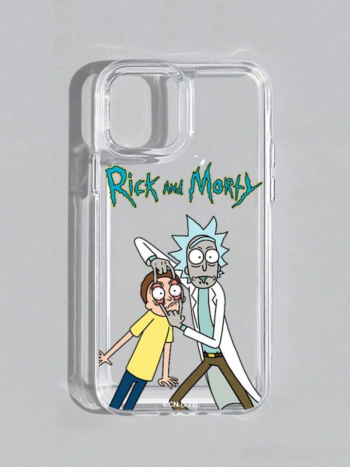 Rick and Morty | ROMWE 1pc Letter Cartoon Graphic Clear Silicone Phone Case Compatible With IPhone