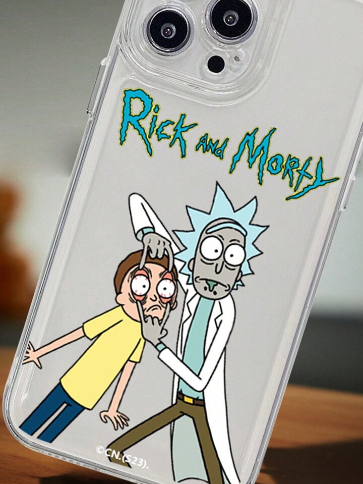 Rick and Morty | ROMWE 1pc Letter Cartoon Graphic Clear Silicone Phone Case Compatible With IPhone