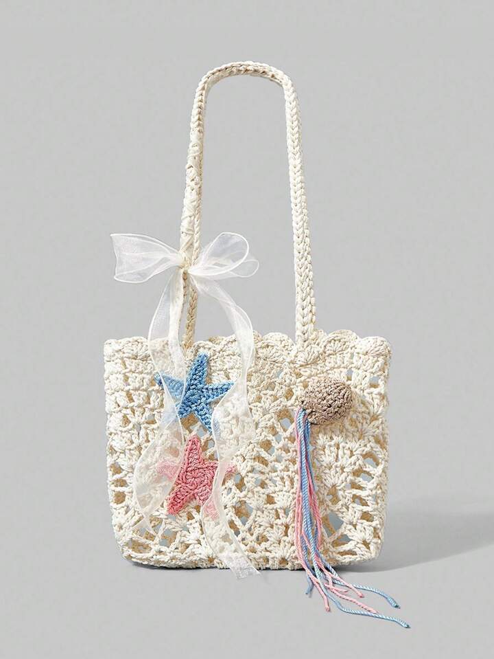 Kawaii Handmade Hollow-Out Starfish Decorative Shoulder Bag For Vacation