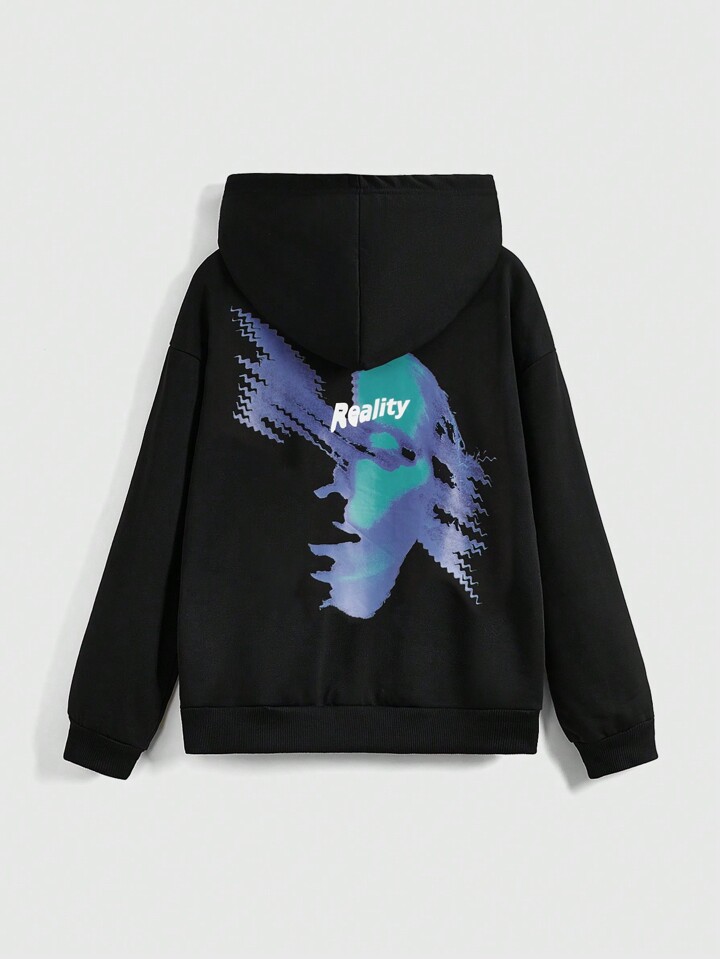 Dr Speakup Street Style Psychedelic Printed Long Sleeve Hoodie With Portrait Design