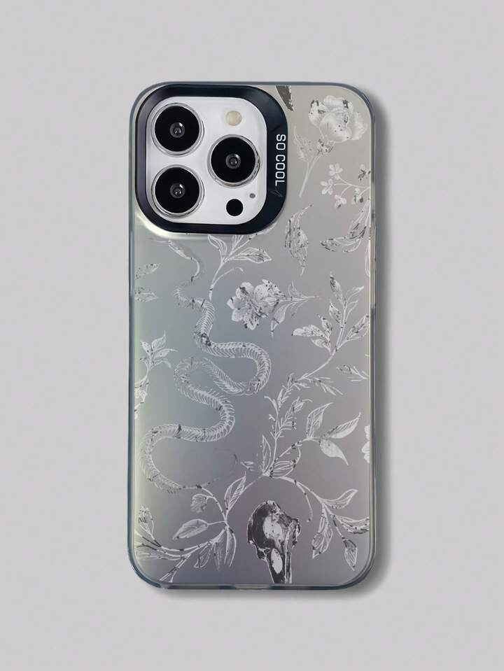 1pc Gothic Style Skeleton, Snake & Flower IMD Phone Case