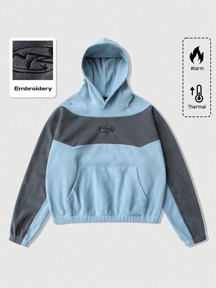 Prep Unisex Hooded Sweatshirt, Thermal Lining, Patchwork Design, Autumn/Winter, Long Sleeve Top 5 Prep Unisex Hooded Sweatshirt, Thermal Lining, Patchwork Design, Autumn/Winter, Long Sleeve Top