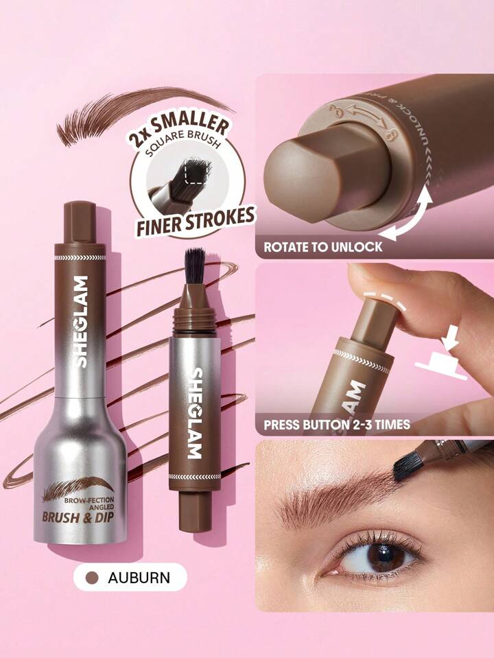 Brow-Fection Angled Brush & Dip-Auburn Hair-Like Strokes Liquid Eyeborw Eyeborw Gel Pen Easy To Color Long Lasting Quick Drying Natural Shaping Outlining Filling Eyebrow Makeup Brand Beauty Makeup Face Paint Cosmetic For Women Girls Perfect For Winter Spring Ideal For Y2K Fancy Fashion Suitable For Birthday Gift Party Ready Best Color