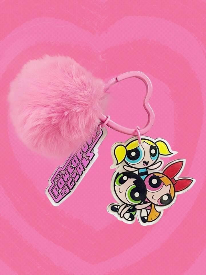 The Powerpuff Girls | ROMWE 1pc Women Figure & Letter Charm Fashionable Keychain For Key Decoration, Valentines