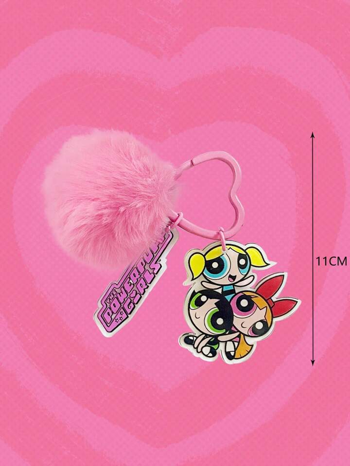 The Powerpuff Girls | ROMWE 1pc Women Figure & Letter Charm Fashionable Keychain For Key Decoration, Valentines