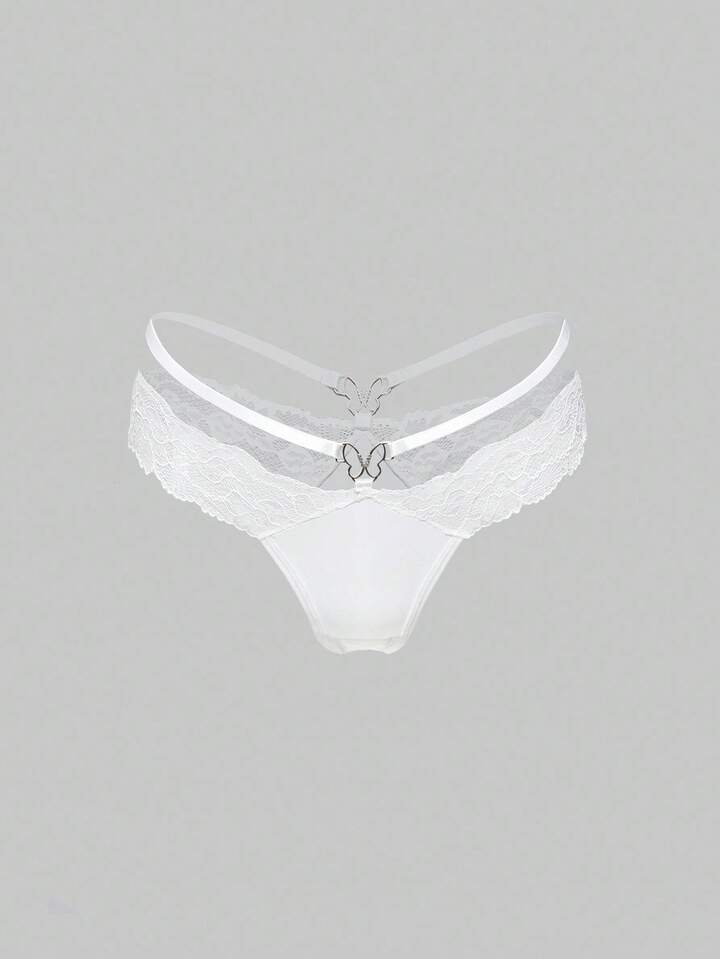 J-Fashion Y2K Butterfly Rhinestone Lace Patchwork Women's G-String Panties, For Valentine's Day