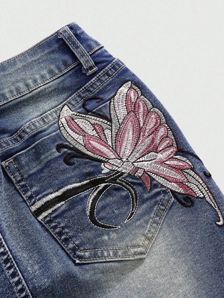 Fairycore Y2K Babe Slim Fit Butterfly Embroidered Sexy Low Waist Bodycon Mini Skirt 2 Fairycore Y2K Babe Slim Fit Butterfly Embroidered Sexy Low Waist Bodycon Mini Skirt