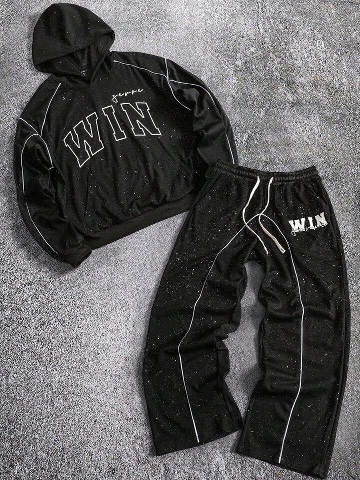 Men's Shiny Sequin Hoodie And Sweatpants Casual Tracksuit Set