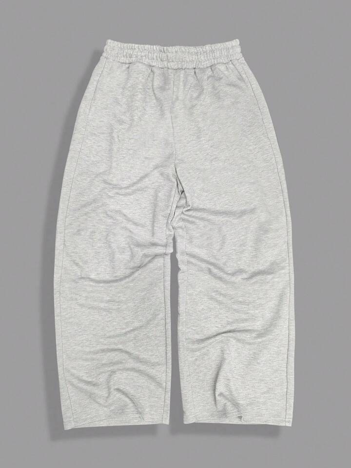 Men's Slogan Print Drawstring Waist Pocket Loose Fit Casual Sweatpants