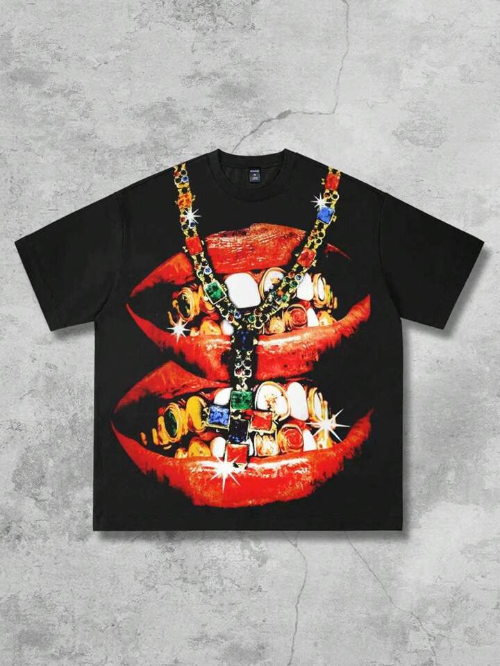 Street Life Men's Anime Print Short Sleeve T-Shirt, Suitable For Everyday Wear In Spring/Summer