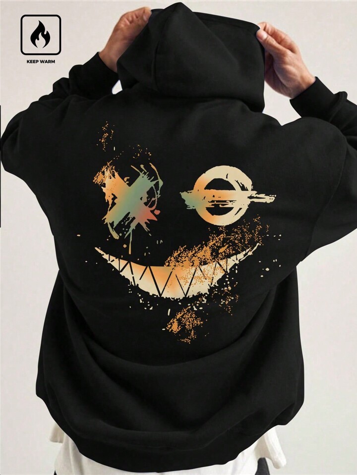 Guys Cartoon Graphic Drawstring Hoodie