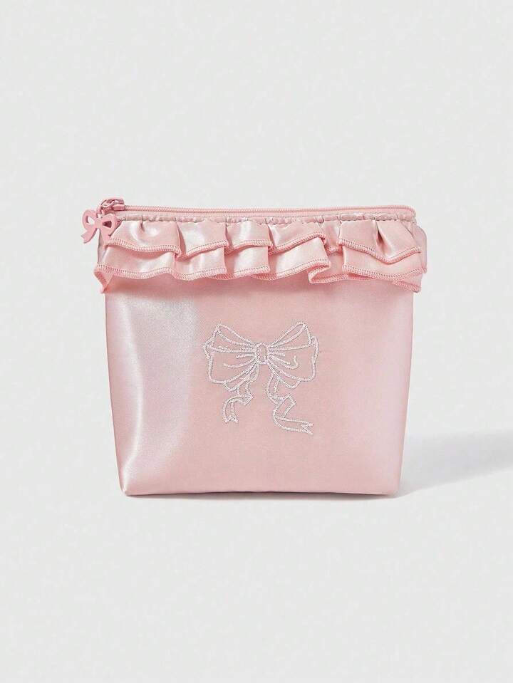 Kawaii Embroidered Bowinot Floral $Mall Bucket Tissue Box/'Makeup Bag/Travel Pad Holder, Gift/Coin Purse, Pink 2 Kawaii Embroidered Bowinot Floral $Mall Bucket Tissue Box/'Makeup Bag/Travel Pad Holder, Gift/Coin Purse, Pink