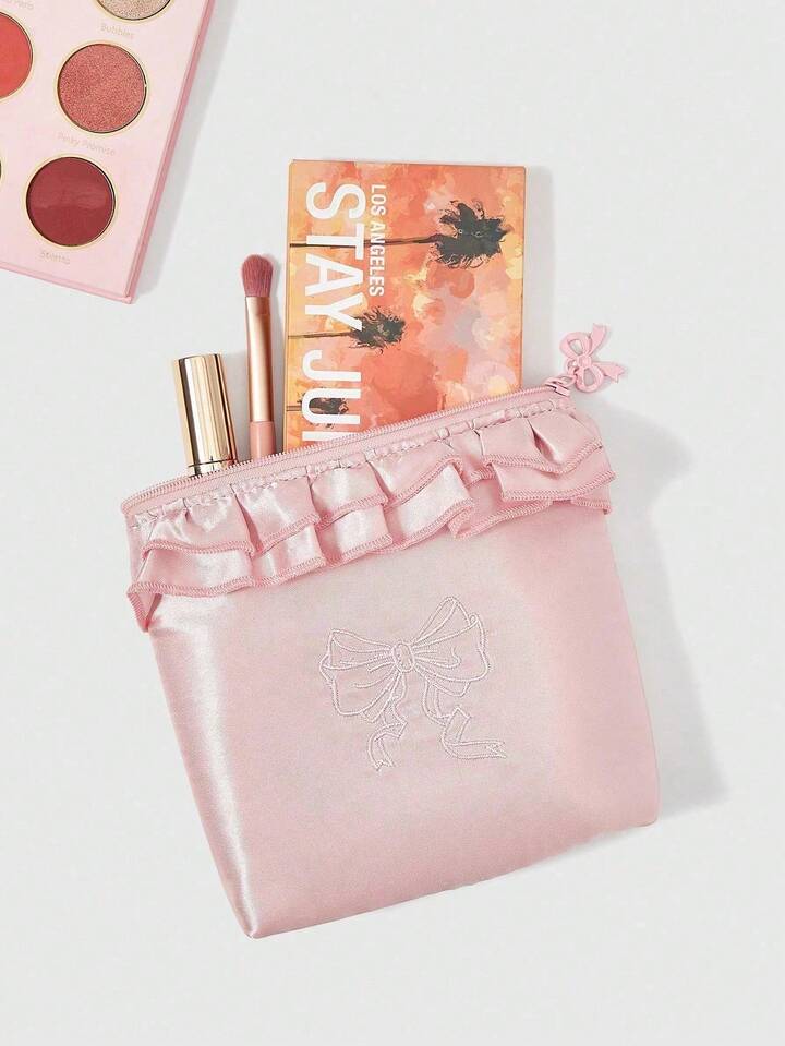 Kawaii Embroidered Bowinot Floral $Mall Bucket Tissue Box/'Makeup Bag/Travel Pad Holder, Gift/Coin Purse, Pink 3 Kawaii Embroidered Bowinot Floral $Mall Bucket Tissue Box/'Makeup Bag/Travel Pad Holder, Gift/Coin Purse, Pink