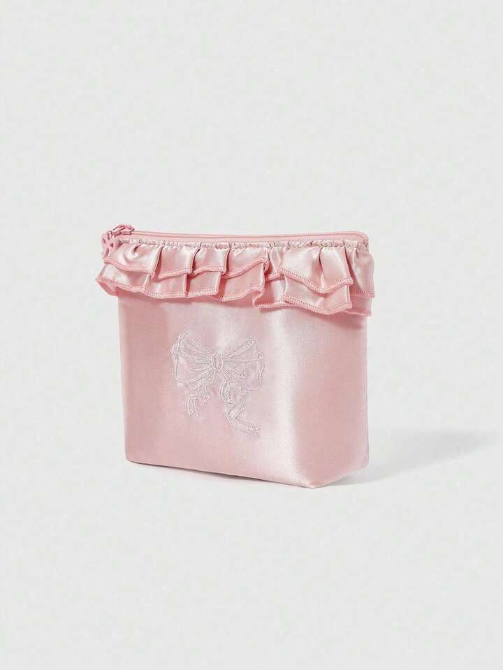 Kawaii Embroidered Bowinot Floral $Mall Bucket Tissue Box/'Makeup Bag/Travel Pad Holder, Gift/Coin Purse, Pink 4 Kawaii Embroidered Bowinot Floral $Mall Bucket Tissue Box/'Makeup Bag/Travel Pad Holder, Gift/Coin Purse, Pink