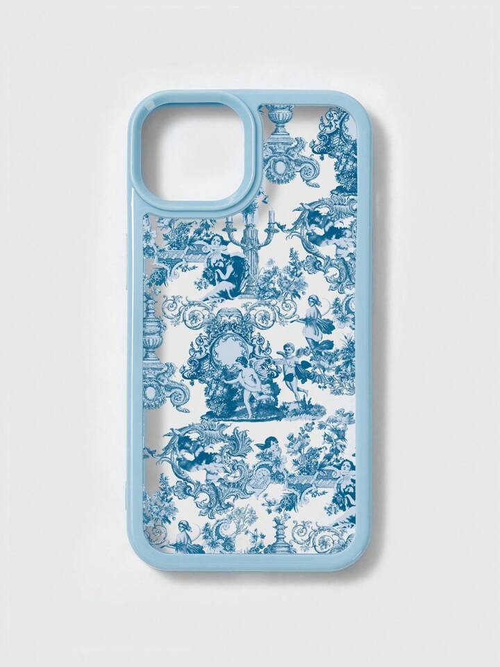 Fairycore 1pc Blue Angel Print Phone Case Compatible With Iphone 11 12 13 14 15 Pro Max16 16 Pro 16 Plus 16 Pro Max