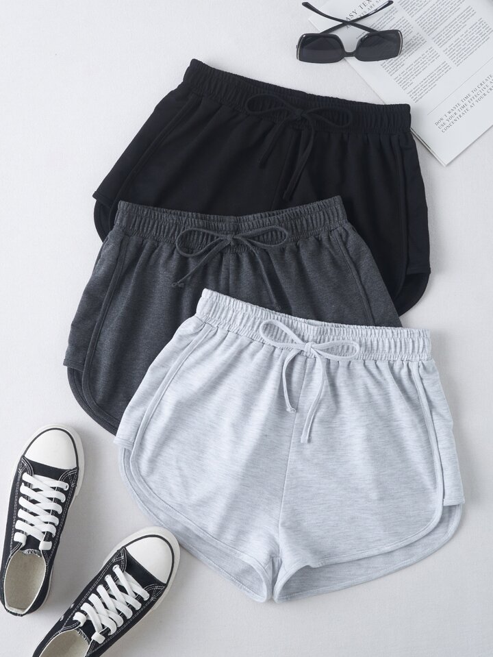 3 Packs Tie Front Track Shorts