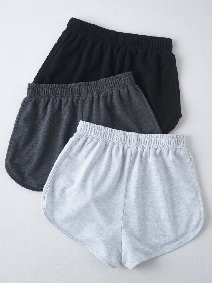 3 Packs Tie Front Track Shorts