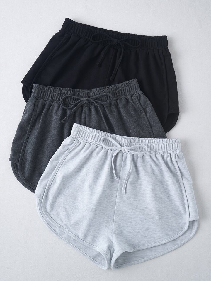 3 Packs Tie Front Track Shorts