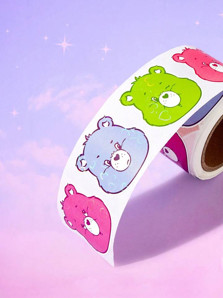 ROMWE X Care Bears 1roll Cartoon Bear Graphic Sticker, Cute Assorted Sticker, School